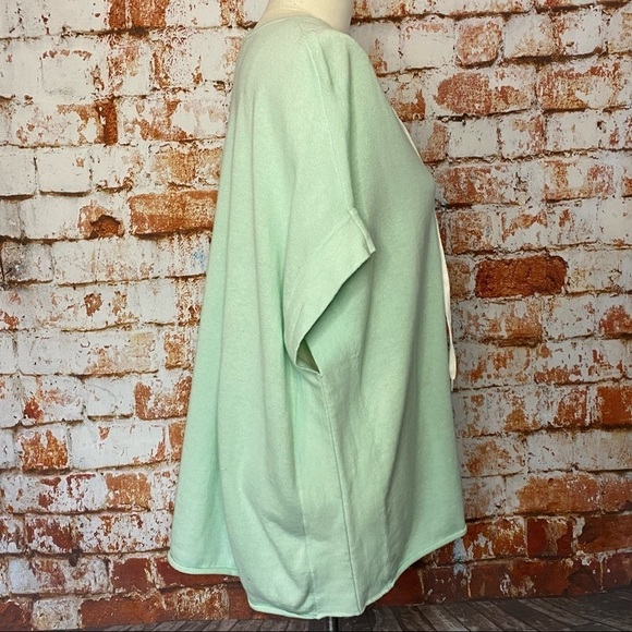Zoe Couture Collection Mint Green Knit Tunic Lace Up Neck Short Sleeve M L - Picture 3 of 9